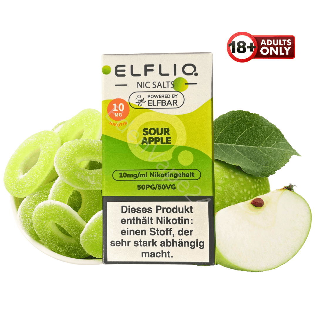 Elfbar Elfliq - Sour Apple - 10mg Liquid - EdenVape24